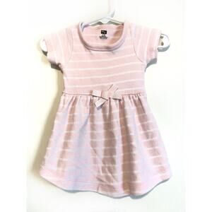 HB pink short sleeve cotton dress lightweight striped Size 0-3 mos.